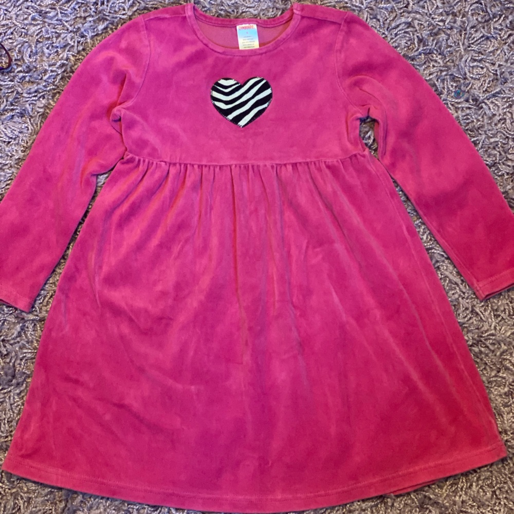 Gymboree girls pink velour and zebra heart dress 🦓 💖